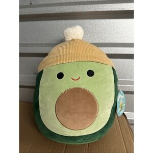Squishmallow Austin the Avocado 12" Plush with Corduroy‎ Beanie Hat Winter NWT